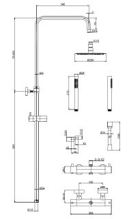Душевая стойка AQUAme AQM8006GM с термостатом металл